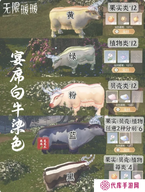 无限暖暖宴席白牛香料配方大全   宴席白牛蓝